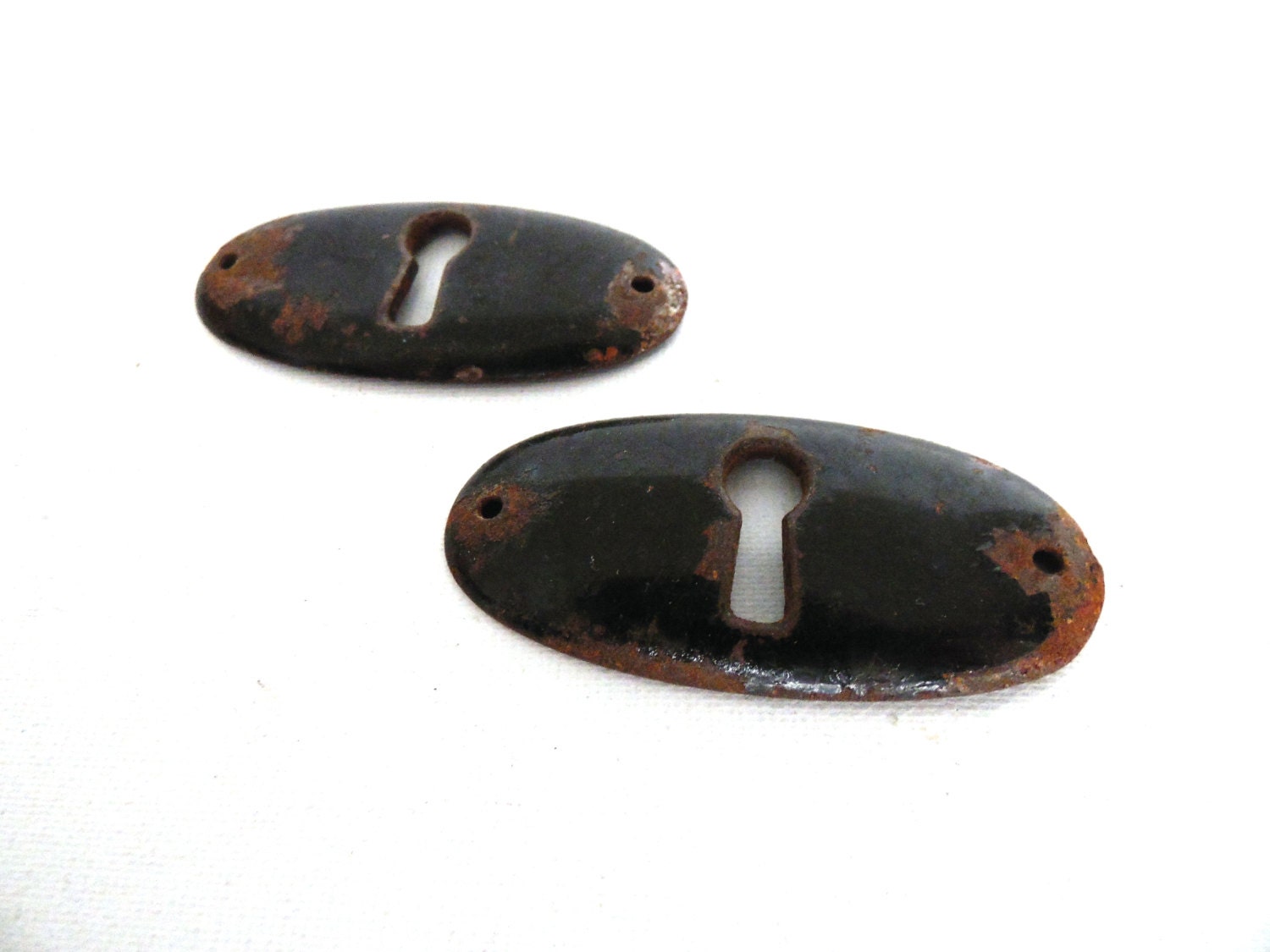 Keyhole covers. Set of 2 Black shabby keyhole covers, Rustic, shabby