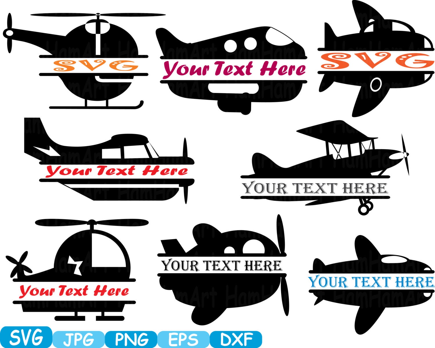 Split Plane Toys Airplane Monogram Cutting files SVG clipart