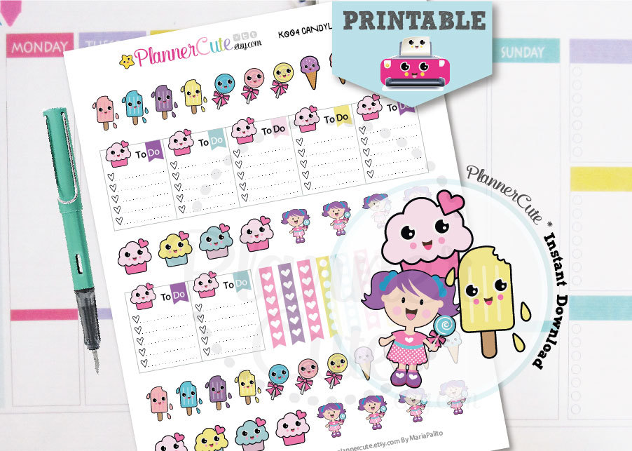 Free Printable Kawaii Planner Stickers by Plannercute Partymazing