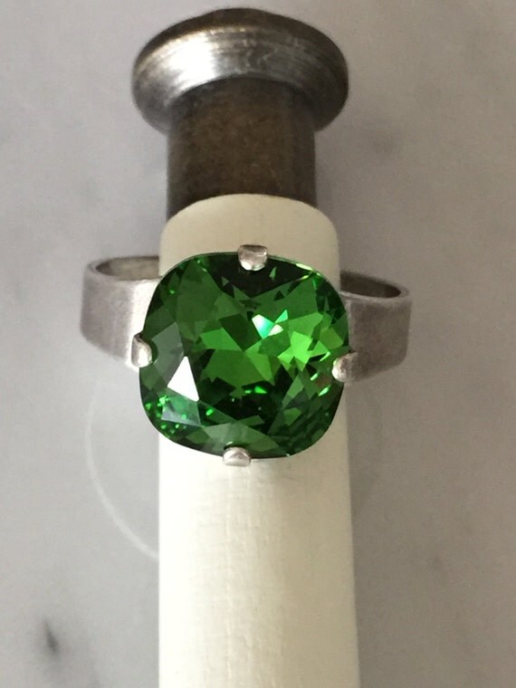 Swarovski Fern Green Ring, Green Crystal Ring, Fern Green Crystal Ring, Swarovski Green Crystal Ring