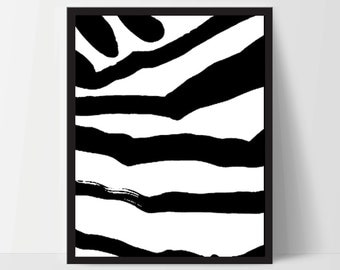 Abstract Zebra, Wall Art, Artwork, Home Decor, Modern Print, Print Art, Instant Download, Black White, Nursery, Baby, Digital Print