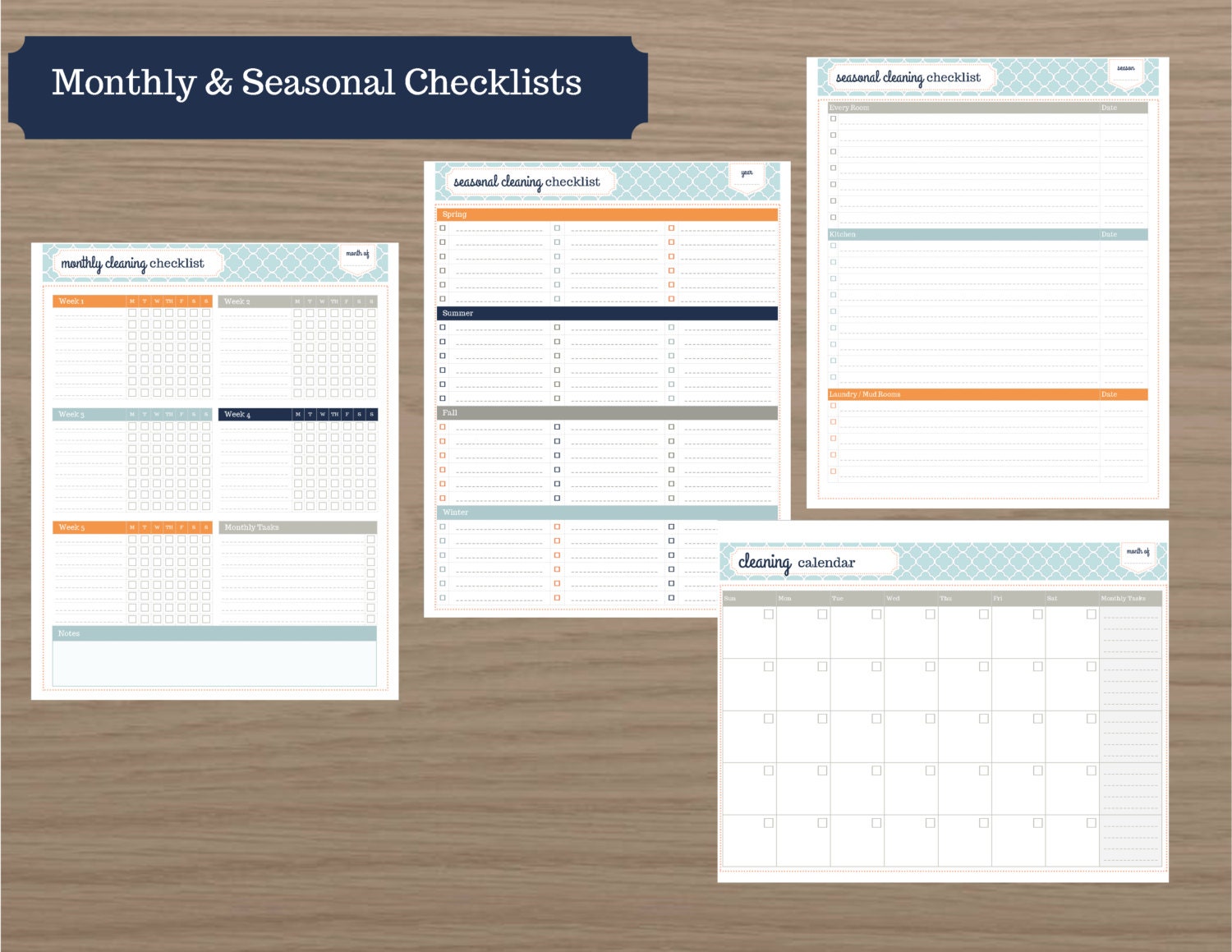 Clean Home Planner / Cleaning Planner / Cleaning Checklists