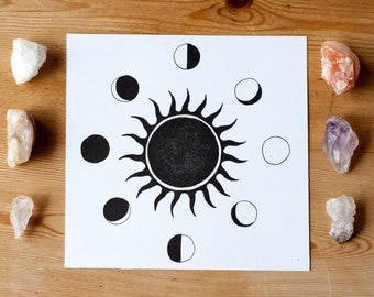 Celestial Sun and Moon Phases Art Print