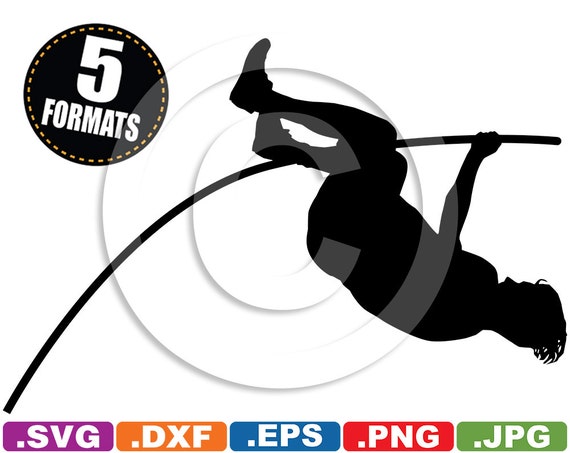 Download Track and Field Pole Vault Male Silhouette Image svg