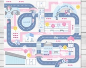 Cars Playmat , City and Roads Play, City Rug for Girls