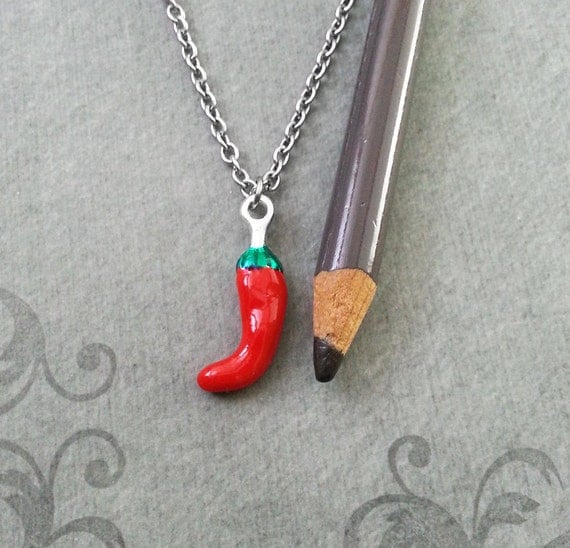 Pepper Necklace Red Chili Pepper Jewelry Chili Necklace