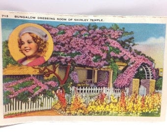 Shirley Temple's Bungalow Postcard-Size Folio Page...reverse is Loretta Young's Home! 1930'S Nostalgia!