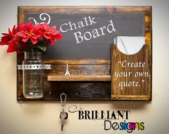 Chalkboard Mail Organizer, Chalkboard, Mail Holder, Organizer Shelf, Key Rack, Letter Holder, Mason jar,Vase, Chalkboard Originiser, Gift