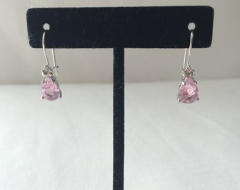 Pink stone earrings, Pink turmaline earrings
