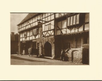 vintage 1930s bookplate sepia print of the george inn norton st philip somerset.