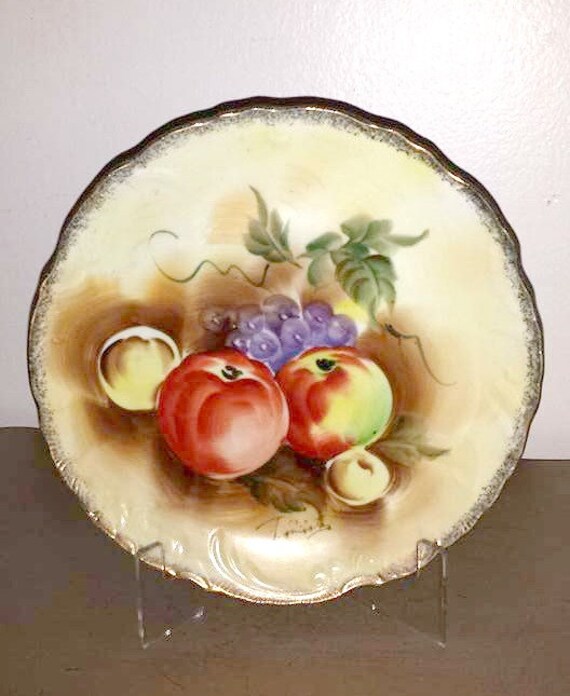 Vintage Hand Painted Fruits PlateArtist by JunkYardBlonde on Etsy