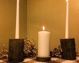 Wooden unity candle - rustic wedding decor - Woodland wedding decor