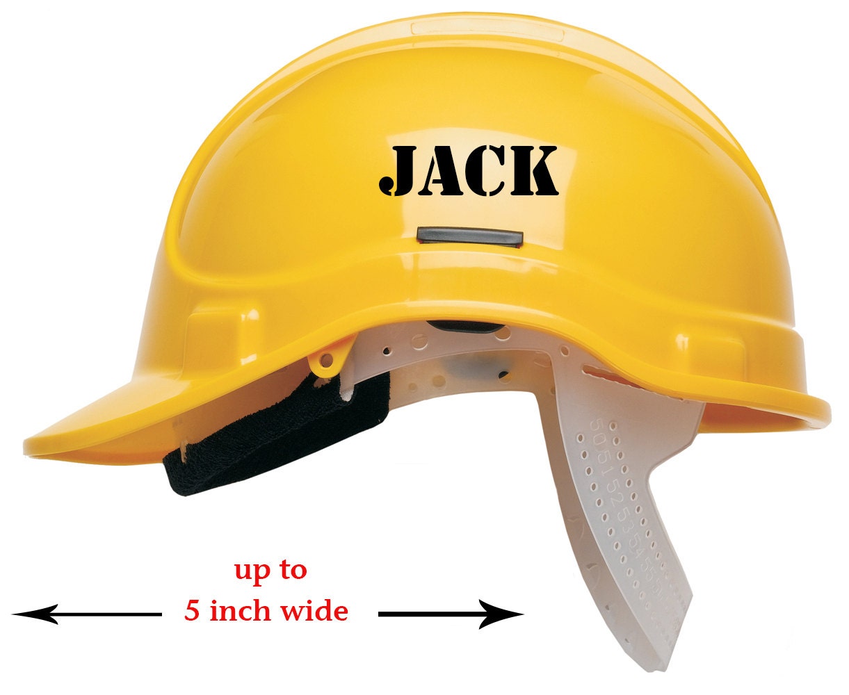 2 x PERSONALISED HARD HAT safety helmet name stickers decals