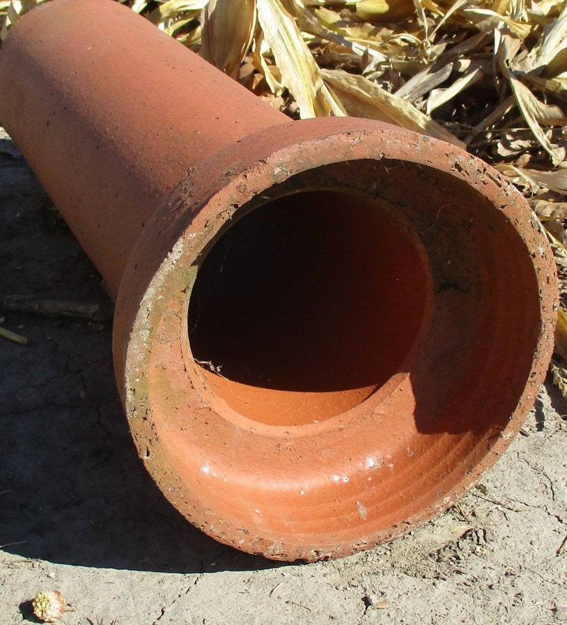 Terra Cotta Tile Sewer Garden Art Chimney 5 3/4 by TheOldGrainery