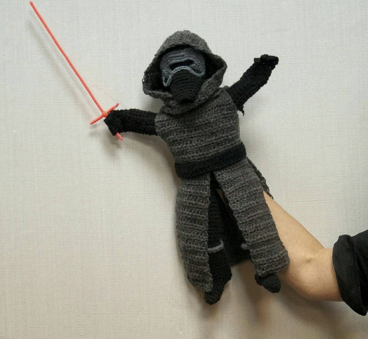 Kylo Ren Hand Puppet Crochet Pattern PDF by stepbystepatterns