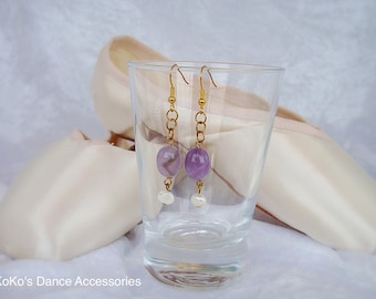 Amethyst and freshwater pearl earrings