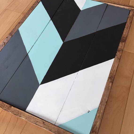 Modern Chevron Reclaimed Wood wall art sign