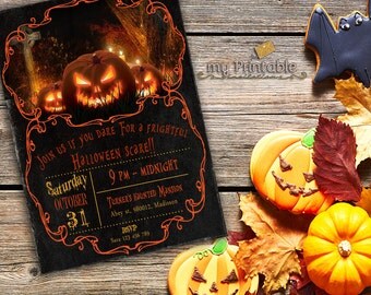 Halloween Invitation Printable / Digital Pumpkin Invite / DIY Party