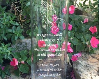 Praying Hands Memorial Vase - In Loving Memory Vase -Floating Wedding Memorial Candle - Memorial Candle - Engraved Memorial Cylinder