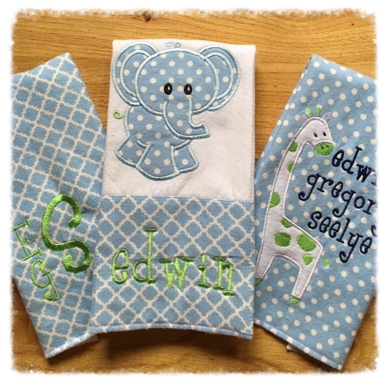 Personalized Baby Burp Cloths Blue by DoughertyLakeThreads on Etsy