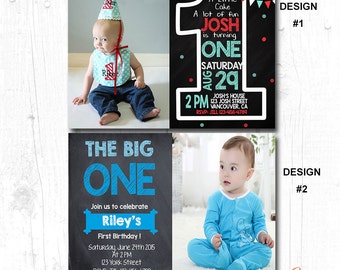 BOYS FIRST BIRTHDAY Party Invitation, Boys 1st Birthday Party Invitation,Modern Birthday Invitation, Boys 1st birthday Invitation