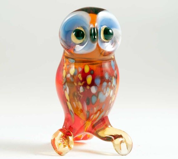 blown glass owl figurines