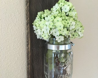 Mason Jar Wall Decor, Mason Jar Wall Vase, Mason Jar Storage, Mason Jar Vase, Wall Candle Holder, Wall Flower Jar, Rustic Mason Jar Vase