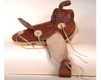 Vintage Tooled Leather Mini Horse Saddle