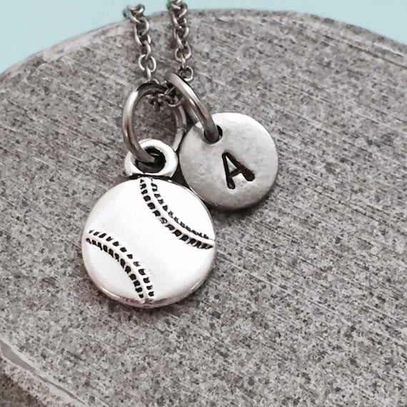 Baseball necklace baseball charm sports necklace