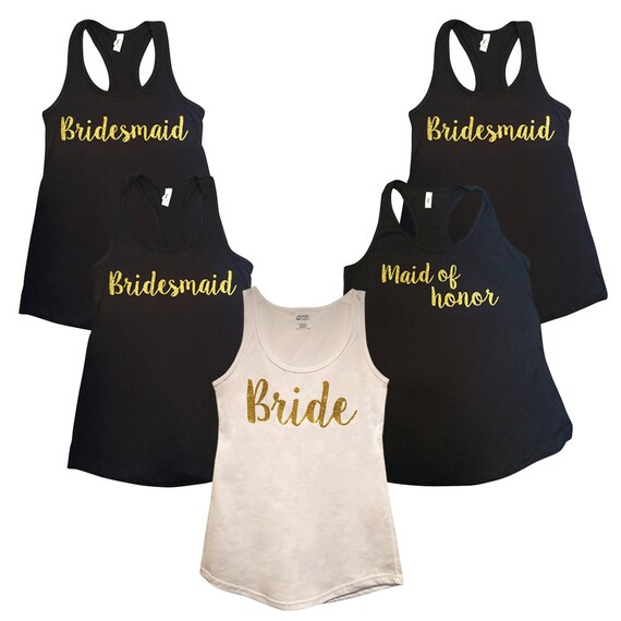 Bridal Party Tank Tops Bachelorette Party Tanks Gold Sparkle