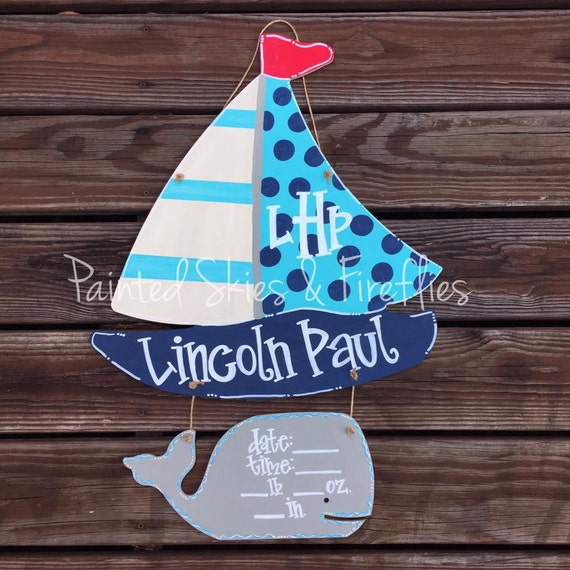 Hospital Door Hanger / Boy / Wooden / Birth Announcement