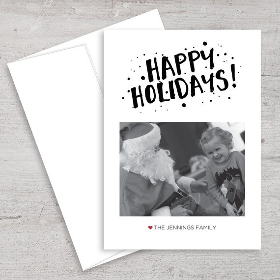 Photo Christmas Card Holiday Photo Card Black and White