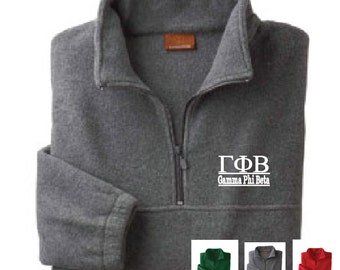 Gamma Phi Beta // Gamma Phi // Sorority Embroidered Fleece Quarter Zip Jacket // Pullover