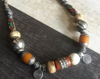Big chunky necklace, big beaded necklace, earthy chunky necklace, earthy beaded necklace, big chunky beaded necklace