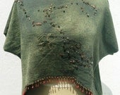 Loose Sweater - Oversized Sweatshirt - Cotton Sweater - Loose Blouse  - Bohemian - Boho Style Top - Avant Garde - Khaki - Green - Brambuta