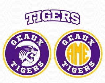Geaux Tigers Monogram Frame (SVG, EPS, DXF, Studio3) Louisiana Cut Files for Silhouette Studio, Cricut Design Space, Cutting Machines