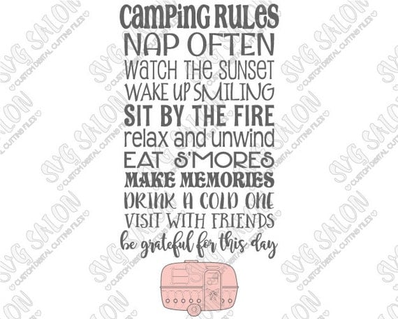 Camping Rules SVG Word Art Sign with Vintage Camper by ...
