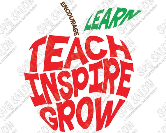 Download Teach Inspire Grow Apple Teacher / Student by SVGSalon on Etsy