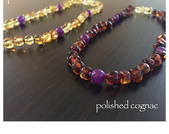 Baltic Amber Teething Necklace - PURPLE
