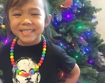 Kids Silicone Necklace - RAINBOW, kids necklace, silicone necklace, teething necklace, kids jewelry