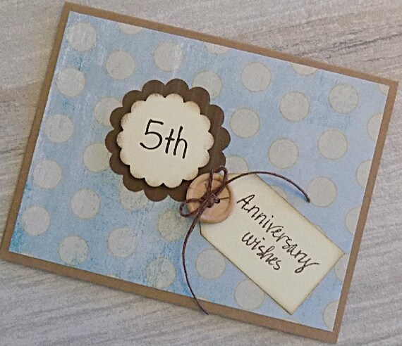 Homemade 5th Anniversary Card 5 Year Anniversary Rustic