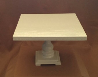 WOOD CAKE STAND White Square 7 1/2 Inches Tall 14 Inches Wide White All Colors Sizes 8", 10", 12", 14", 16" & 18"