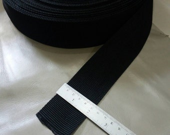 5 Yards, 2 inch. (5 cm.) Polypropylene Webbing, Black, Key Fobs, Bag Straps, Purses Straps, Belts, Tote Bag Handle