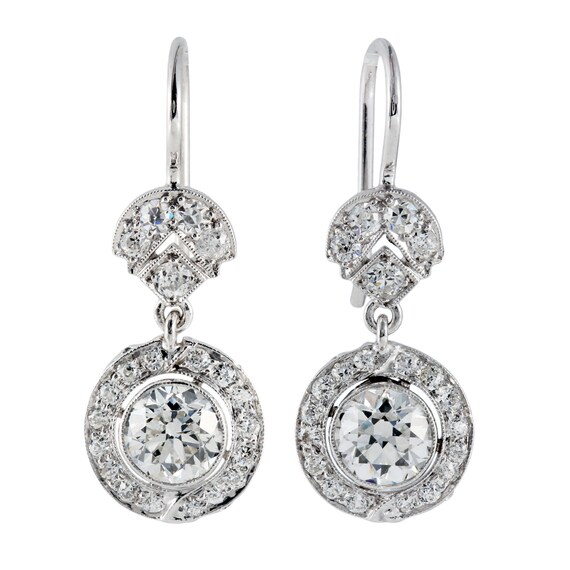Antique diamond Earrings Edwardian earrings Vintage