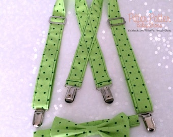 St Patricks Day Suspenders - Green Suspender Set - Baby's 1st St Patricks Day -Infant Suspenders -Toddler Suspenders -St Patricks Photo Prop