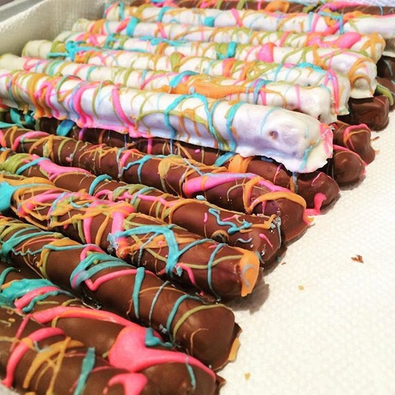 Chocolate Covered Pretzel Rods Paint Splatter One Dozen