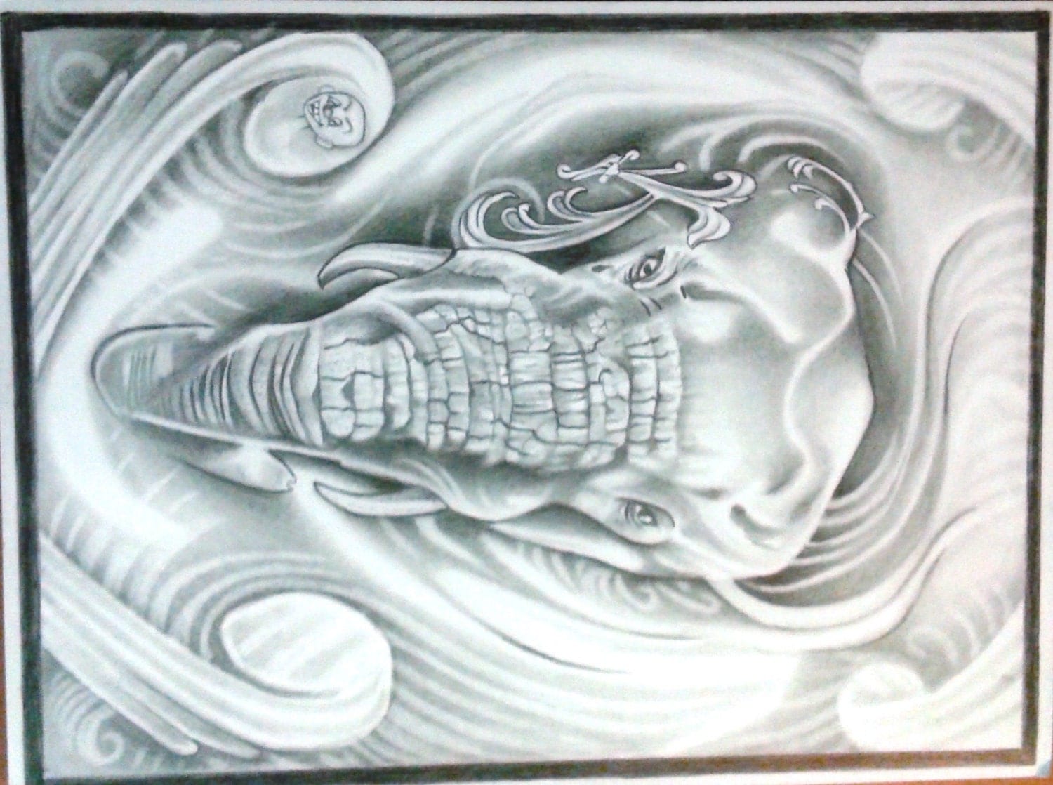 Original Prison Inmate Art Pencil Drawing Elephant