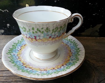 Pretty floral vintage Royal Stafford "Glendale" tea cup and saucer made in 1950's