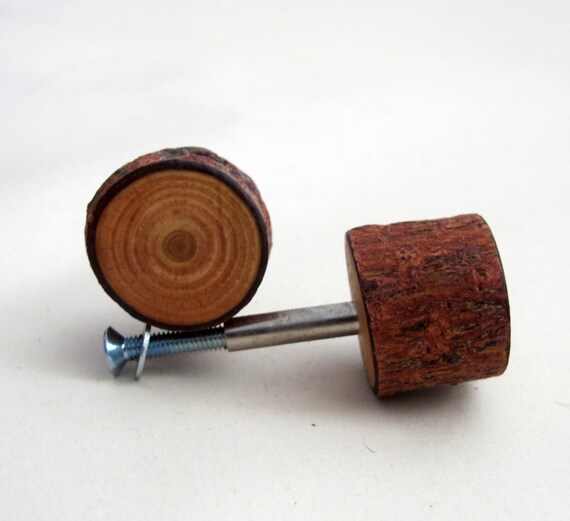 Rustic Drawer Knobs, Set of 2 Larch Wood Knobs, Natural Drawer Pull