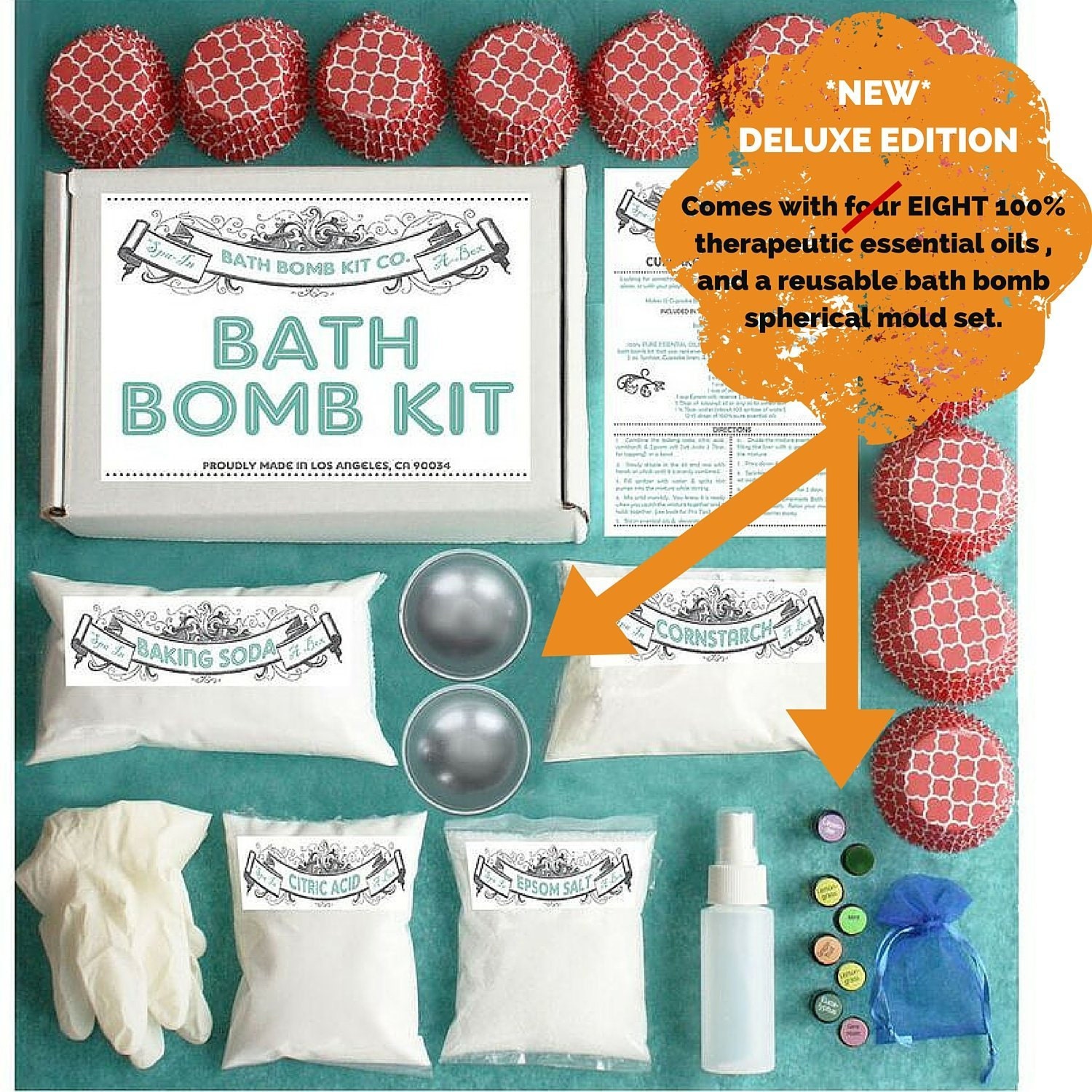 Bath Bomb Making Kit DELUXE with 100 Pure by DIYgiftKITSco